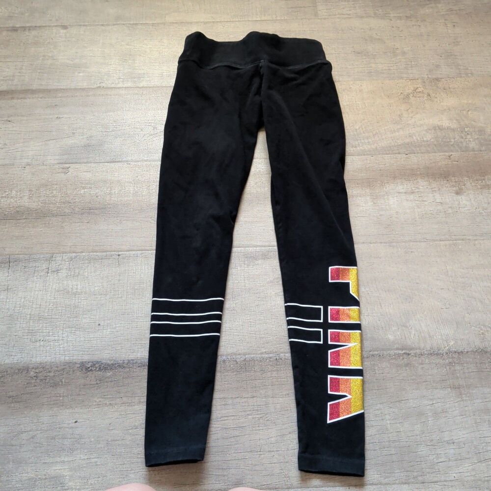 Victoria's Secret PINK Yoga Logo Stripe Leggings Size XS Y2K Black